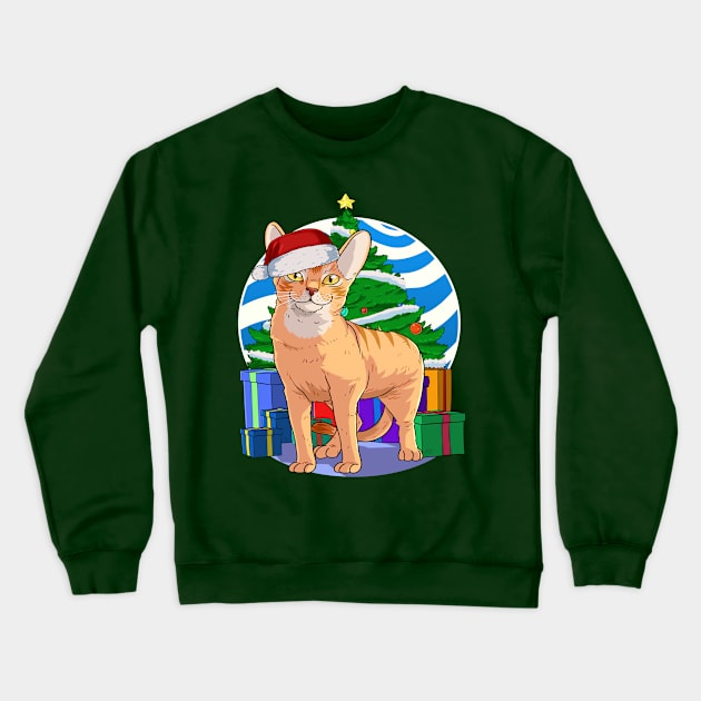 Abyssinian Cat Santa Christmas Gift Crewneck Sweatshirt by Noseking